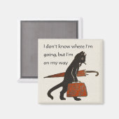 ヴィンテージ旅行ブラックキャットスクエア冷蔵庫用マグネット マグネット (正面/裏面)