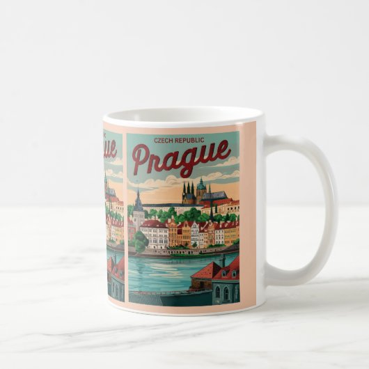 ヴィンテージ旅行プラハシチェコ共和国の贈り物 コーヒーマグカップ (右)