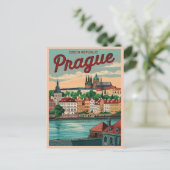 ヴィンテージ旅行プラハシチェコ共和国の贈り物 ポストカード (スタンド正面)