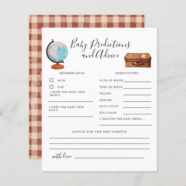 ヴィンテージ旅行ベビーの予測とアドバイス (正面/裏面)