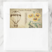 ヴィンテージ旅行ホットエアバルーンポストカードスクラップブック 長方形シール (バッグ)