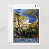 ヴィンテージ旅行ポスタイタリアンー，リビエラ ポストカード (正面/裏面)