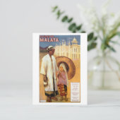 ヴィンテージ旅行ポスターを復元した美しいマラヤ ポストカード (スタンド正面)
