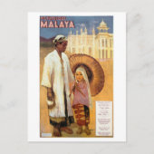 ヴィンテージ旅行ポスターを復元した美しいマラヤ ポストカード (正面)