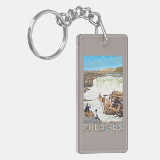 ヴィンテージ旅行ポスターを採取するCeliloの滝 キーホルダー (正面左)