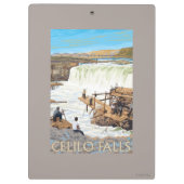 ヴィンテージ旅行ポスターを採取するCeliloの滝 クリップボード (裏面)