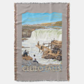 ヴィンテージ旅行ポスターを採取するCeliloの滝 スローブランケット (正面縦)