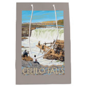 ヴィンテージ旅行ポスターを採取するCeliloの滝 ミディアムペーパーバッグ (正面)