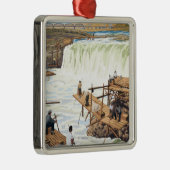 ヴィンテージ旅行ポスターを採取するCeliloの滝 メタルオーナメント (右)