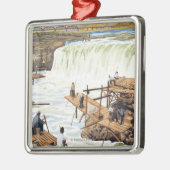 ヴィンテージ旅行ポスターを採取するCeliloの滝 メタルオーナメント (左)