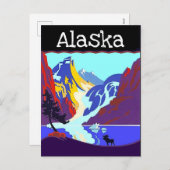 ヴィンテージ旅行ポスターアラスカムース山脈PC シーズンポストカード (正面/裏面)