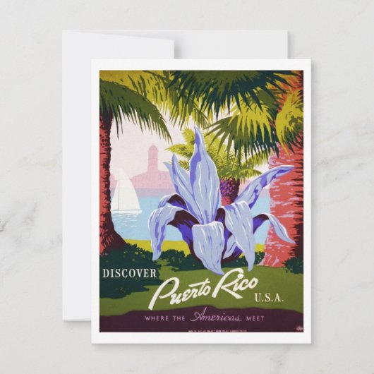 ヴィンテージ旅行ポスターアート、プエルトリコを発見！ (正面)
