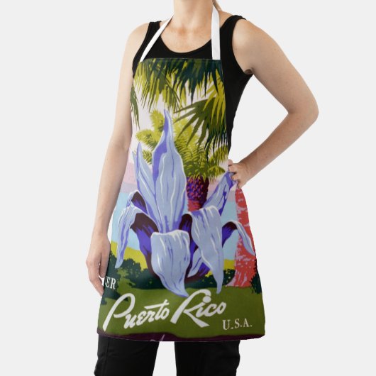 ヴィンテージ旅行ポスターアート、プエルトリコを発見！ エプロン (インサイチュ)