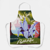 ヴィンテージ旅行ポスターアート、プエルトリコを発見！ エプロン (正面)