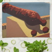 ヴィンテージ旅行ポスターアート、プエルトリコを発見！ キッチンタオル (折り畳み)