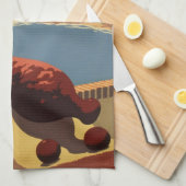 ヴィンテージ旅行ポスターアート、プエルトリコを発見！ キッチンタオル (四つ折り)