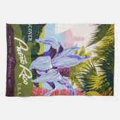 ヴィンテージ旅行ポスターアート、プエルトリコを発見! キッチンタオル (横)