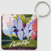 ヴィンテージ旅行ポスターアート、プエルトリコを発見! キーホルダー (裏面)