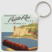 ヴィンテージ旅行ポスターアート、プエルトリコを発見! キーホルダー (裏面)