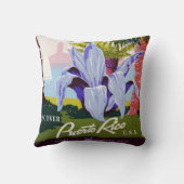 ヴィンテージ旅行ポスターアート、プエルトリコを発見！ クッション (裏面)