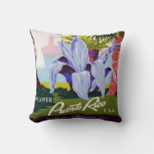 ヴィンテージ旅行ポスターアート、プエルトリコを発見！ クッション (正面)