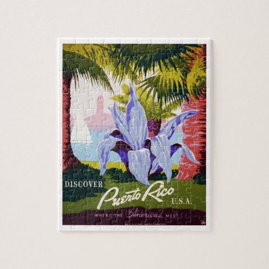 ヴィンテージ旅行ポスターアート、プエルトリコを発見！ ジグソーパズル (縦)