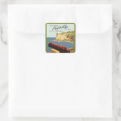 ヴィンテージ旅行ポスターアート、プエルトリコを発見! スクエアシール (バッグ)