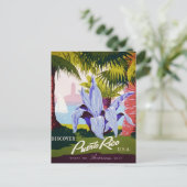 ヴィンテージ旅行ポスターアート、プエルトリコを発見！ ポストカード (スタンド正面)