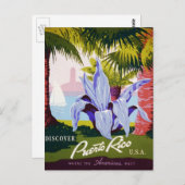 ヴィンテージ旅行ポスターアート、プエルトリコを発見！ ポストカード (正面/裏面)