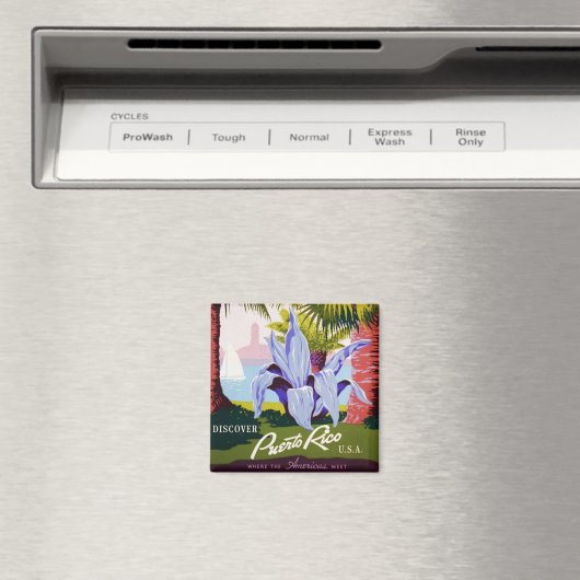 ヴィンテージ旅行ポスターアート、プエルトリコを発見！ マグネット (インサイチュ (食洗機))