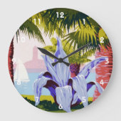 ヴィンテージ旅行ポスターアート、プエルトリコを発見! ラージ壁時計 (正面)