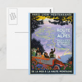 ヴィンテージ旅行ポスターアート – La Route des Alpes ポストカード (正面/裏面)