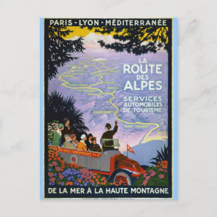 ヴィンテージ旅行ポスターアート – La Route des Alpes ポストカード