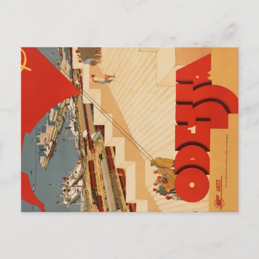 ヴィンテージ旅行ポスターオデッサ・ウクライナボート ポストカード (正面)