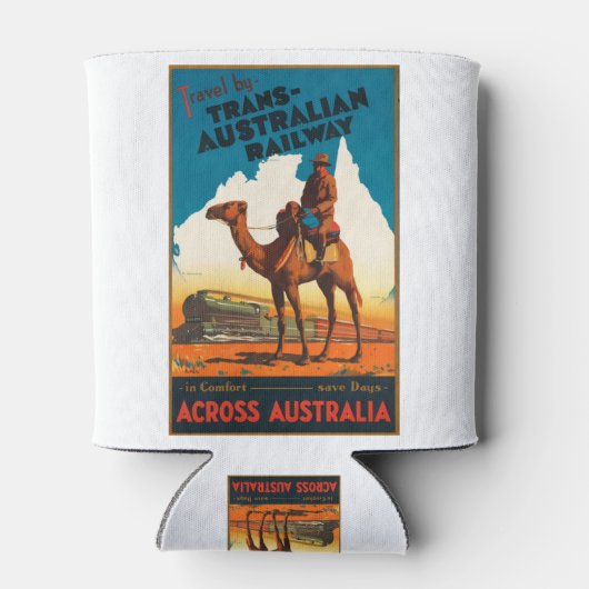 ヴィンテージ旅行ポスターオーストラリア列車アドベンチャー 缶クーラー (裏面)