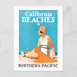 ヴィンテージ旅行ポスターカリフォルニアビーチ ポストカード