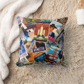 ヴィンテージ旅行ポスターコラージュNo.1装飾用クッション クッション (ブランケット)