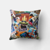 ヴィンテージ旅行ポスターコラージュNo.1装飾用クッション クッション (裏面)