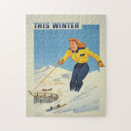 ヴィンテージ旅行ポスターサンバレーアイダホのポスター ジグソーパズル