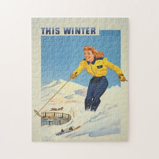 ヴィンテージ旅行ポスターサンバレーアイダホのポスター ジグソーパズル (縦)