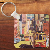 ヴィンテージ旅行ポスターサンフランシスコのケーブルカー キーホルダー (正面)