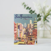 ヴィンテージ旅行ポスターサンフランシスコのケーブルカー ポストカード (スタンド正面)