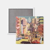 ヴィンテージ旅行ポスターサンフランシスコのケーブルカー マグネット (正面/裏面)