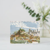 ヴィンテージ旅行ポスターサンフランシスコ湾フェリーボート ポストカード (スタンド正面)