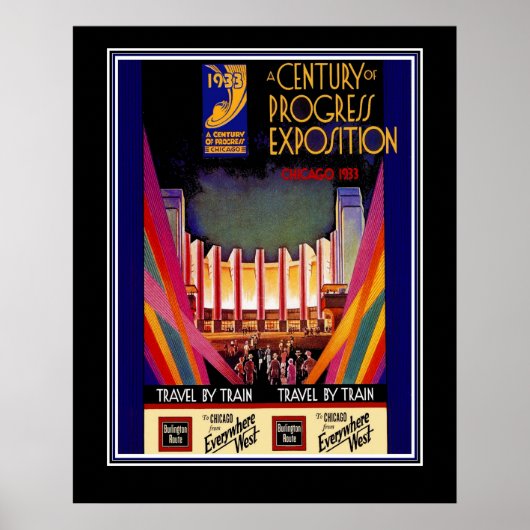 ヴィンテージ旅行ポスターシカゴトレイン大型 ポスター (正面)