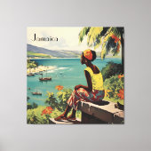 ヴィンテージ旅行ポスタージャマイカ人女性 キャンバスプリント (正面)