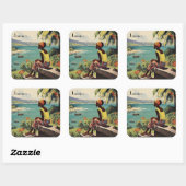 ヴィンテージ旅行ポスタージャマイカ人女性 スクエアシール (シート)