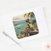 ヴィンテージ旅行ポスタージャマイカ人女性 スクエアシール (封筒)