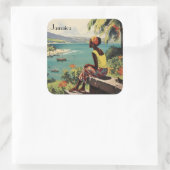 ヴィンテージ旅行ポスタージャマイカ人女性 スクエアシール (バッグ)