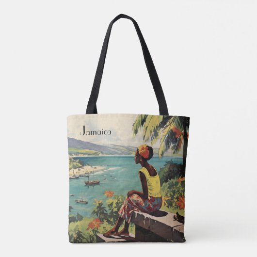 ヴィンテージ旅行ポスタージャマイカ人女性 トートバッグ (裏面)